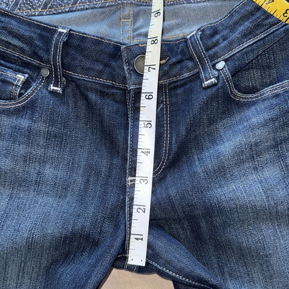 PAIGE Laurel Canyon Low Rise Dark Blue Denim Jeans Long Length 34.5” Inseam - Picture 9 of 16